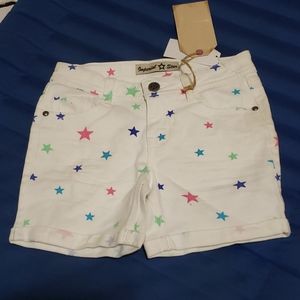 Girls white denim shorts